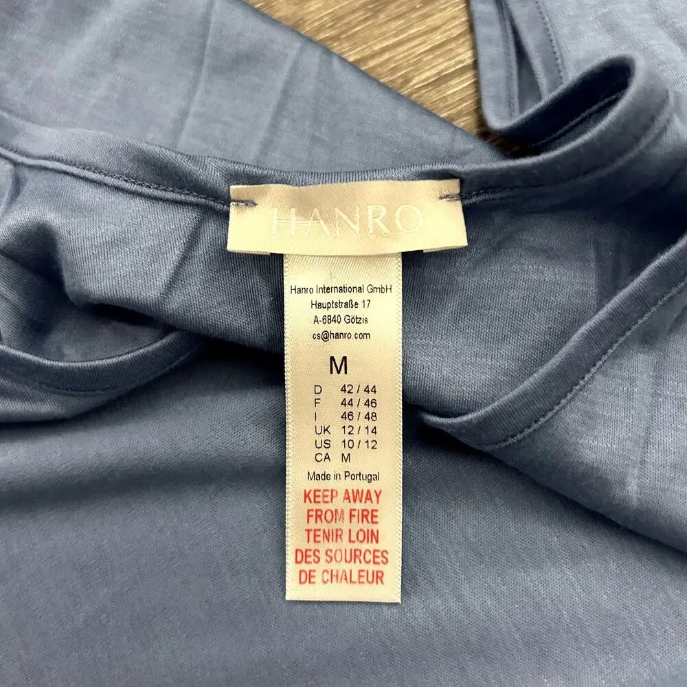 NEW Hanro Blue Modal Silk Nightgown Size M Sleeveless Soft Knit Lounge Dress EUC